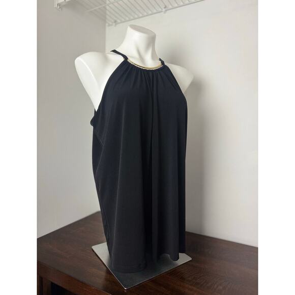 INC Black Halter with Gold Metal Detailed Neckline 1X NWT - Picture 2 of 11